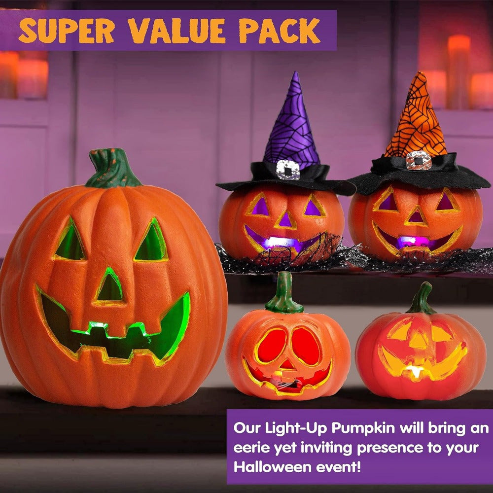Glanzende Lichtgevende Halloween Jack O'Lantern Decoratie Set | Op Batterijen