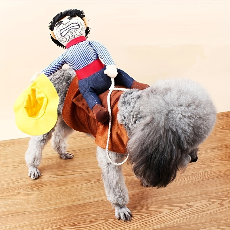 Grappige Rijdende Hond Halloween Kostuum | Pluche Zadel Outfit