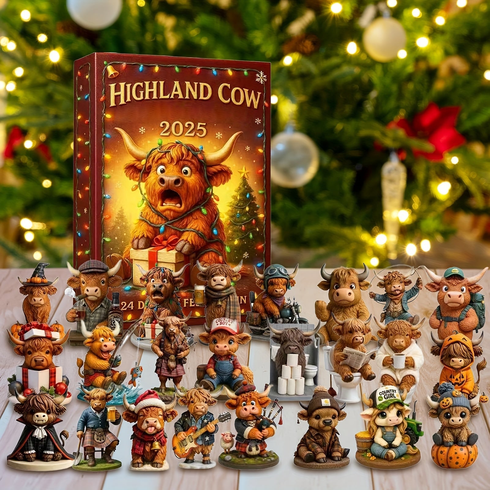 HighlandJoy | 3D Highland Cow Adventkalender 2025 Unieke Kerstervaring 24 Figuren
