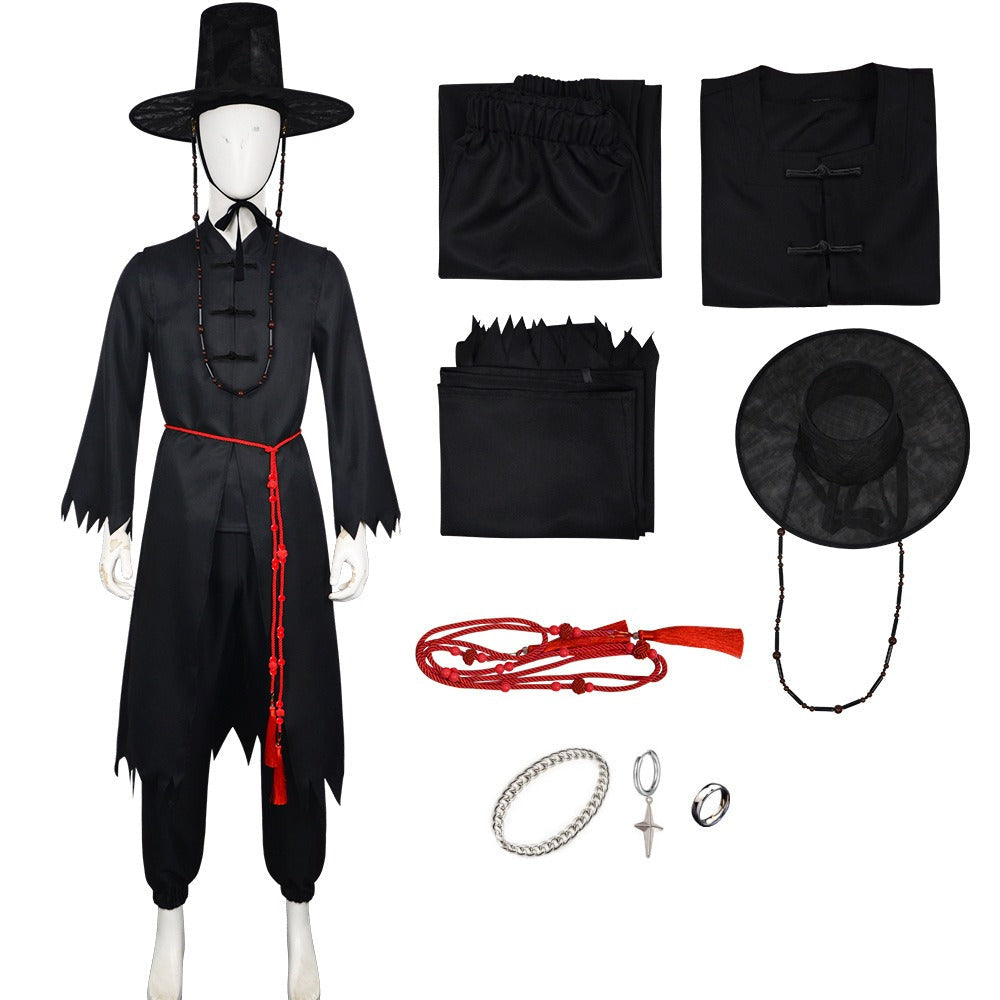 Jongens Zwart Halloween Kostuum Set Koreaanse Hanbok