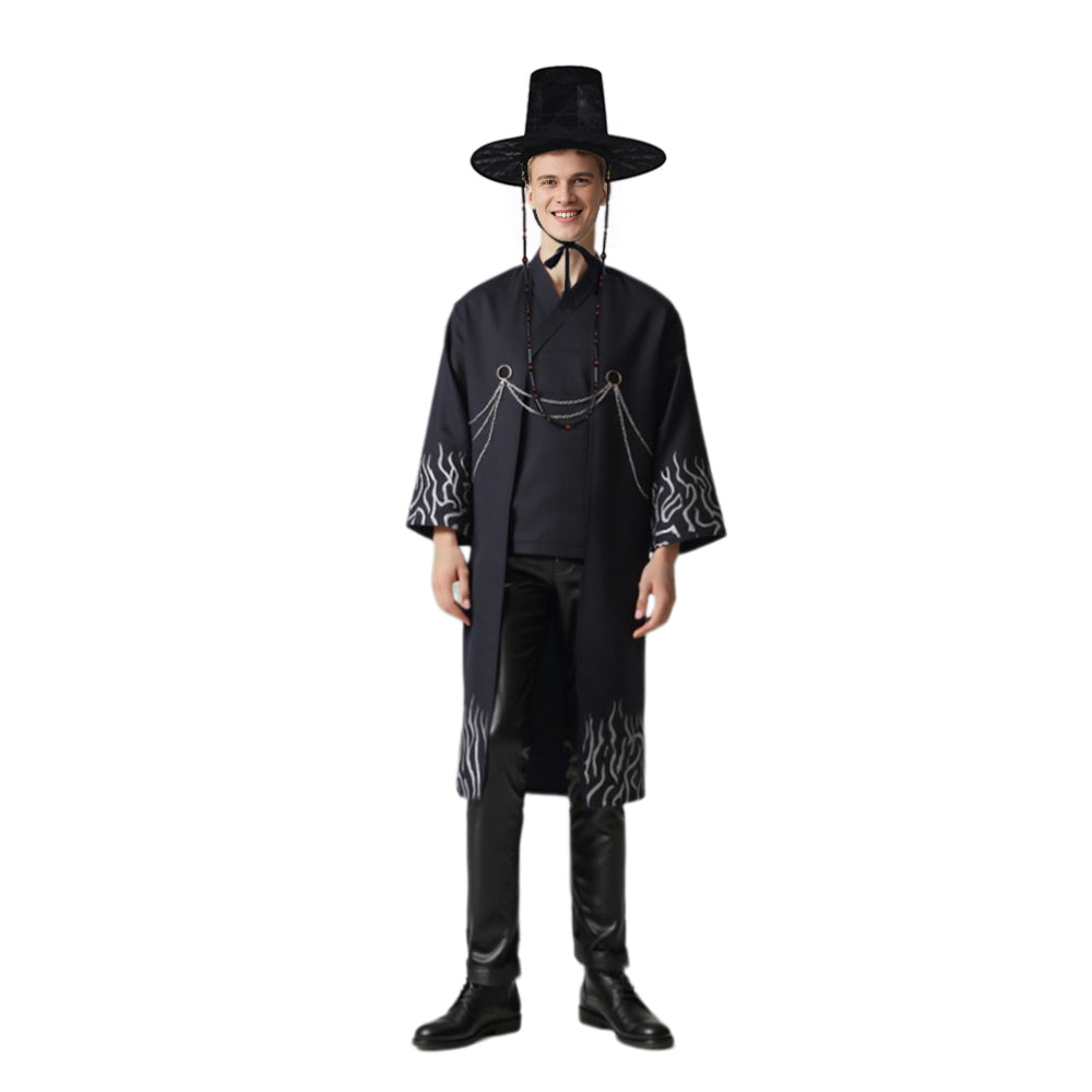 Jongens Zwart Halloween Kostuum Set Koreaanse Hanbok