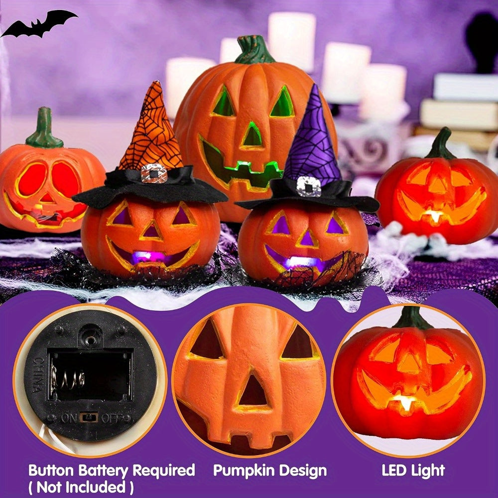 Glanzende Lichtgevende Halloween Jack O'Lantern Decoratie Set | Op Batterijen