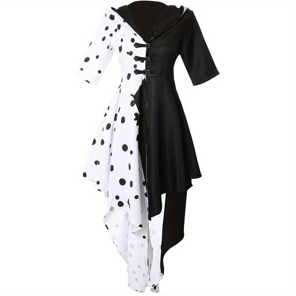 Vrouwen Hooded Halloween Film Kostuum Jurk | Asymmetrische Dalmatiër