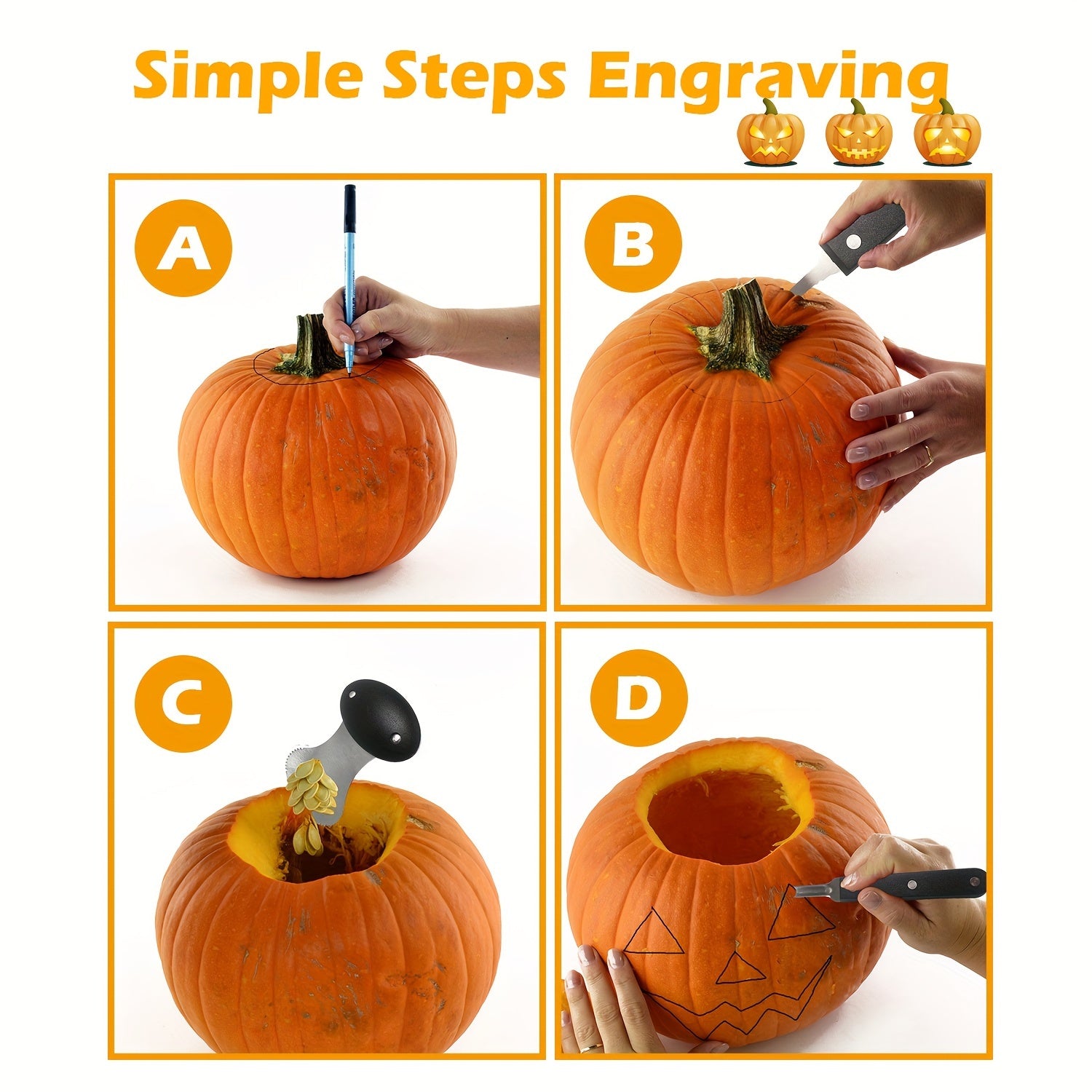 Halloween Professionele Pompoen Snijgereedschap Set | Eenvoudig Gesneden Pompoenen Duurzaam