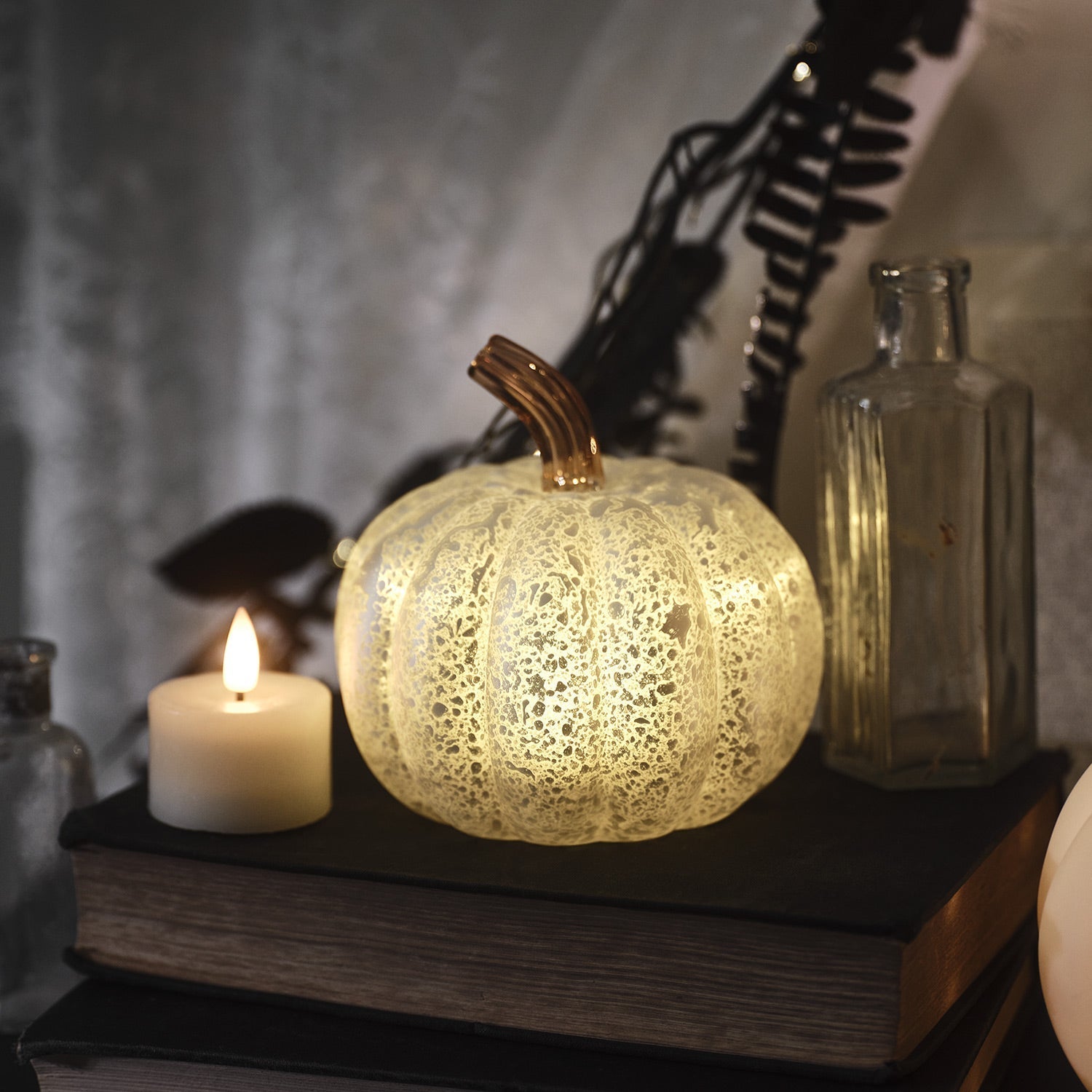 Halloween Decoraties Glas LED Pompoenlicht