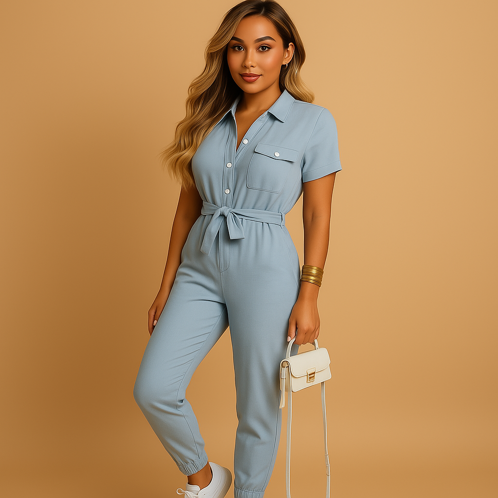 Elvira Elegante Dames Jumpsuit – Stijlvolle Eendelige Outfit met Knopsluiting