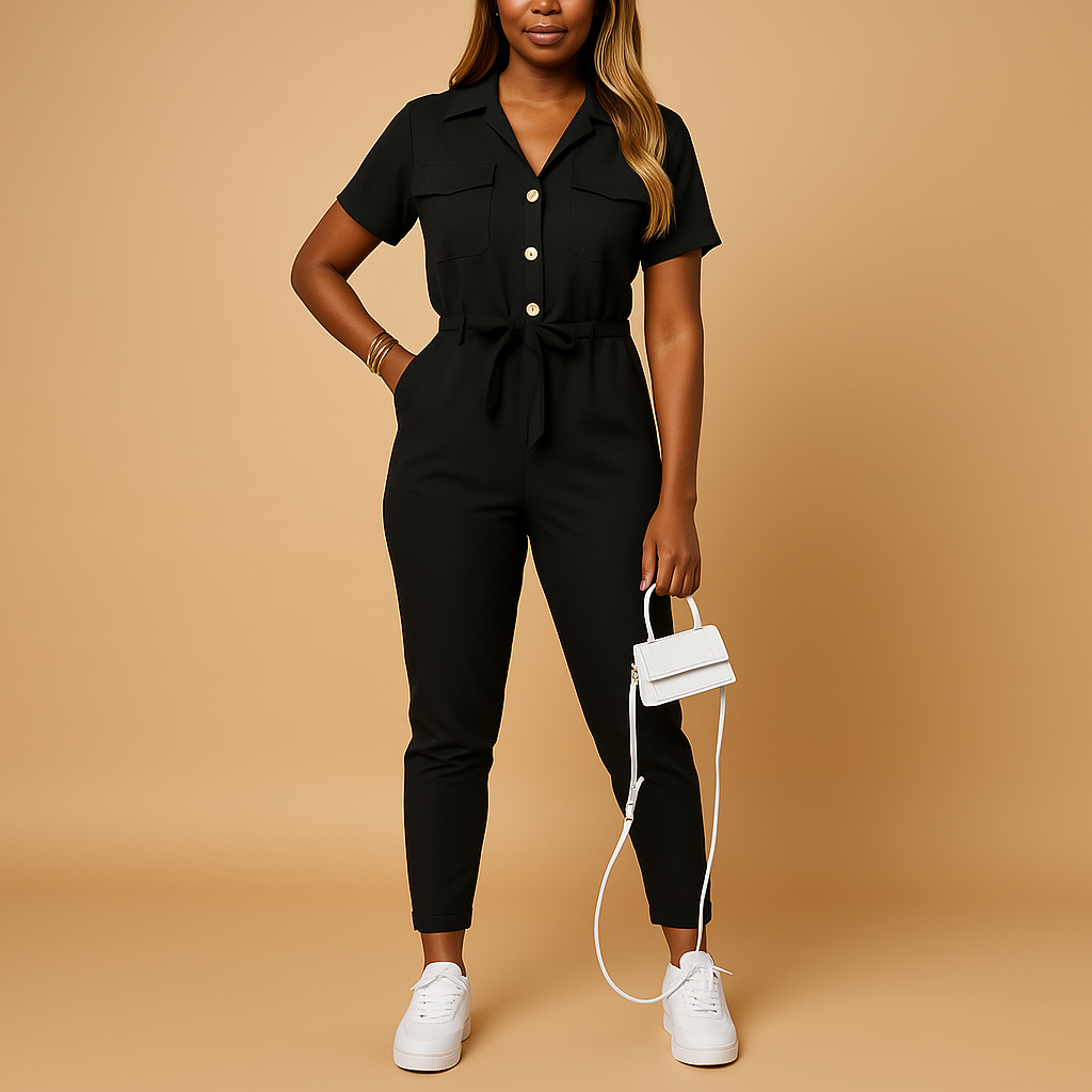 Elvira Elegante Dames Jumpsuit – Stijlvolle Eendelige Outfit met Knopsluiting