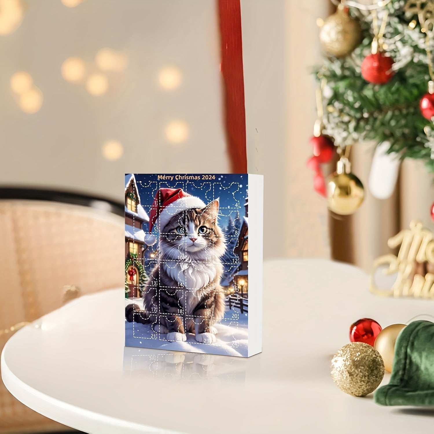 Vintage Katten Adventskalender – 24-delige Kerstkalender met Acrylhangertjes