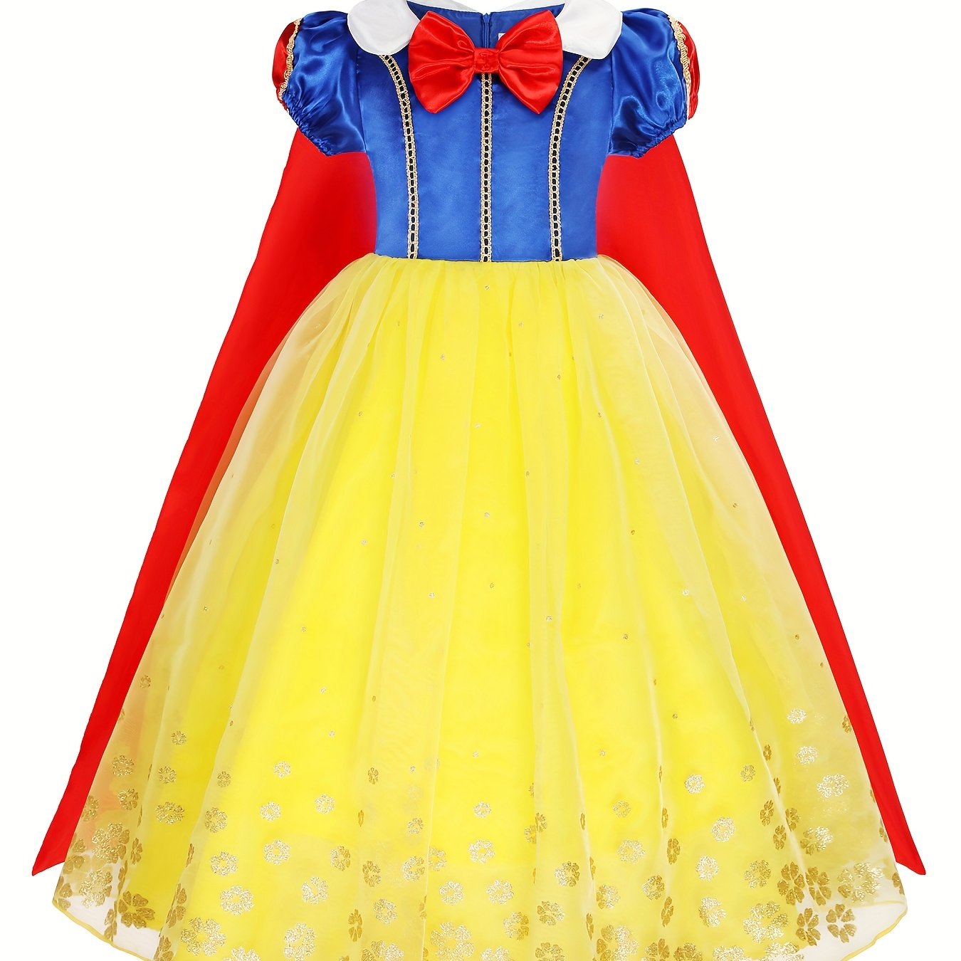 Meisjes Halloween Prinses Sneeuw Kostuum Jurk | Pofmouwen Maxi