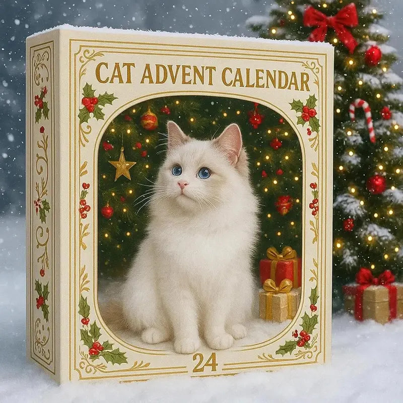 KattenKerst Adventskalender – 24 Feestelijke Acryl Kattenfiguren voor Kerstplezier