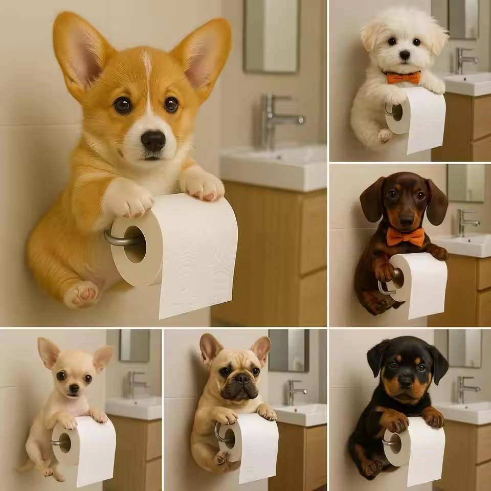 Honden Toiletpapierhouder – Decoratieve Dispenser voor een Vrolijke Badkamer