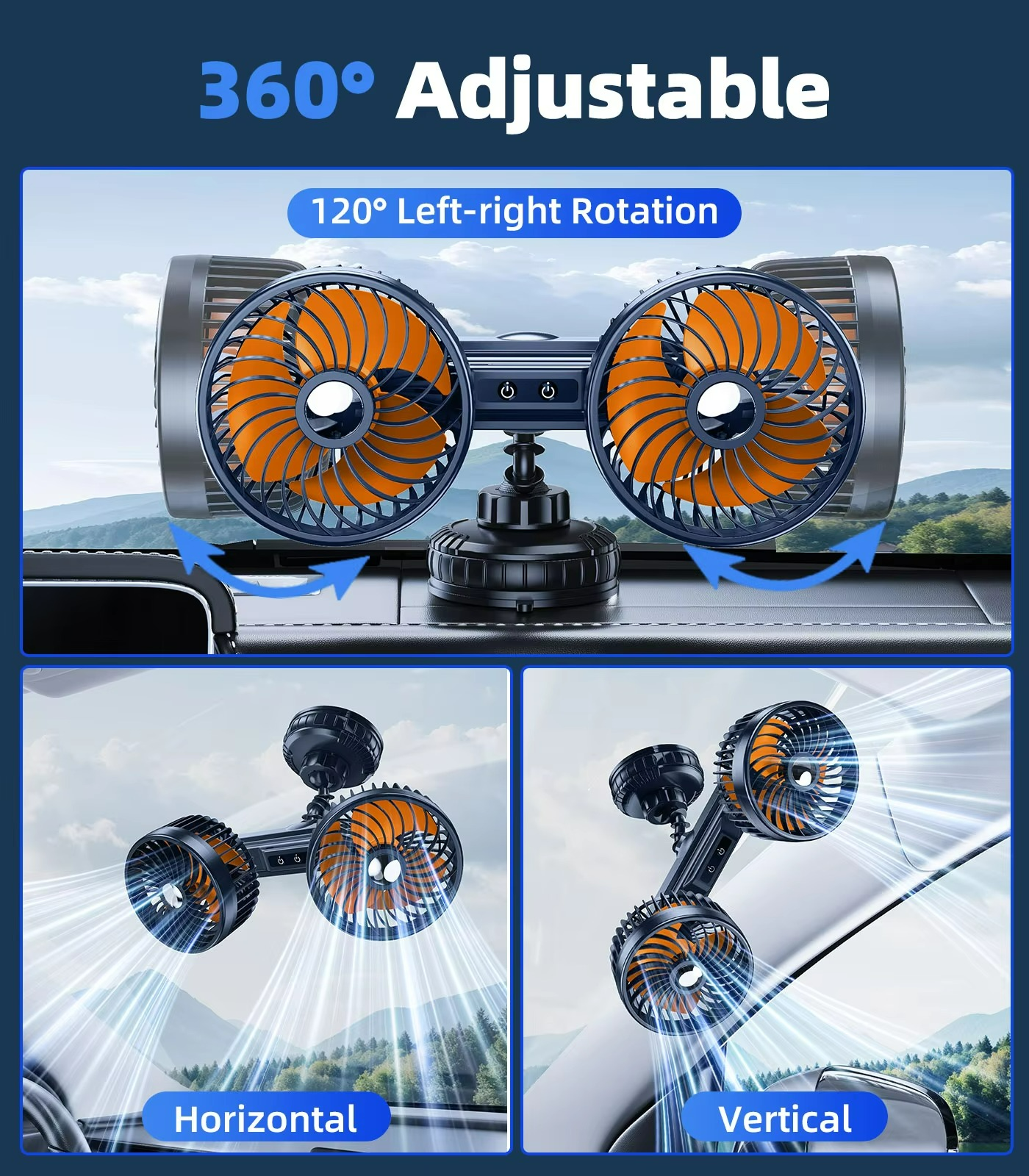 AeroBreeze Auto Ventilator | Draadloze ventilator met 4000 mAh accu en 3 windsnelheden