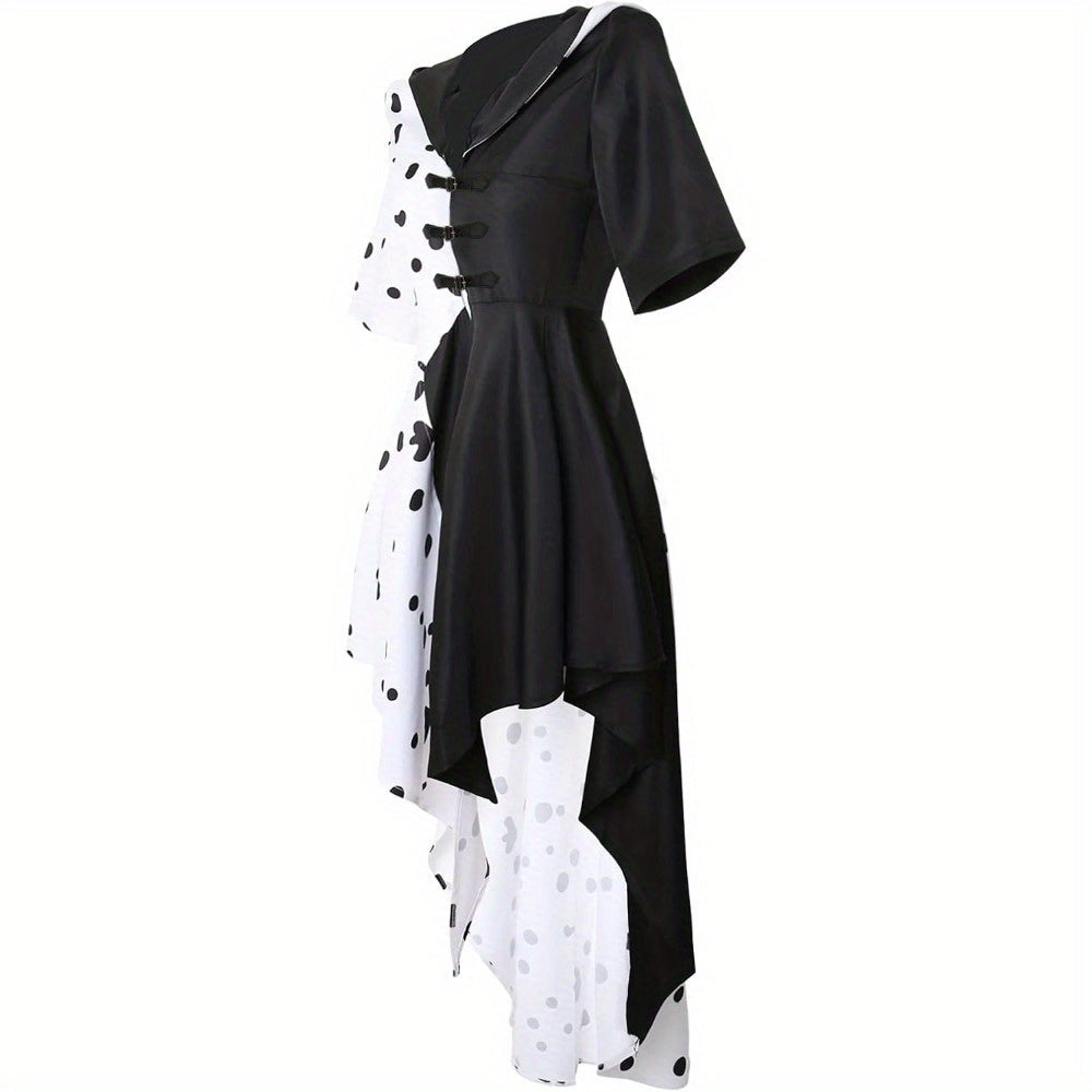 Vrouwen Hooded Halloween Film Kostuum Jurk | Asymmetrische Dalmatiër