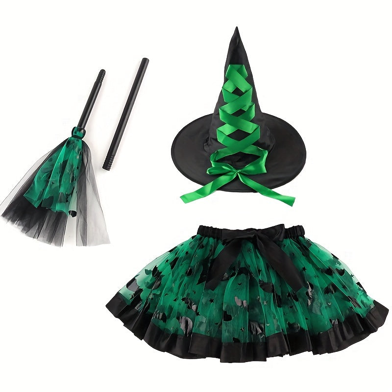 Meisjes Schattige Tulle Halloween Kostuum Set | Heks Rok Verkleedkleding