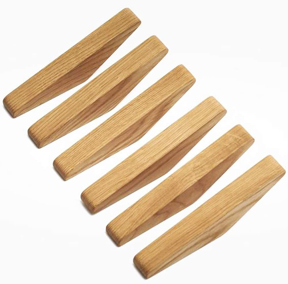 Houten Wandhaken Set Nordhaak – 6 Minimalistische Kapstokhaken van Massief Hout