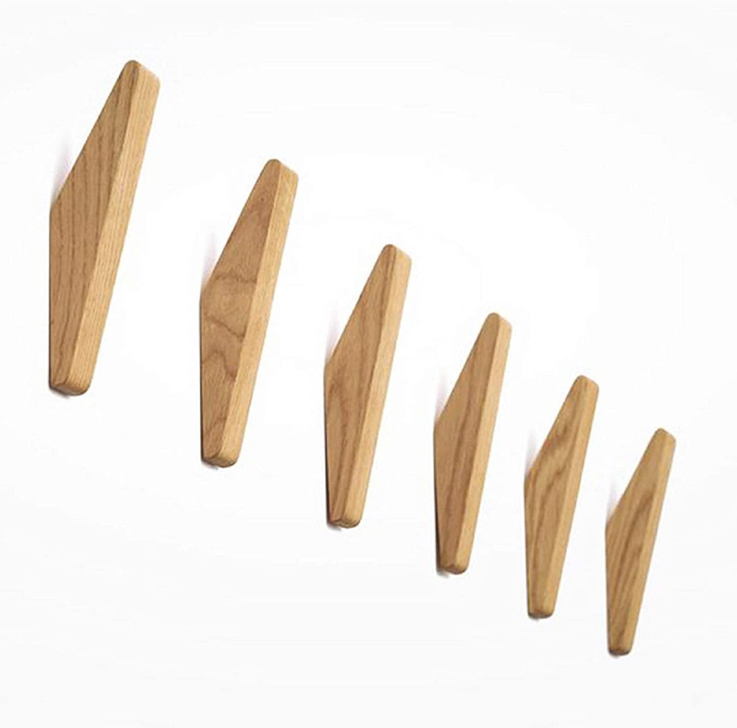 Houten Wandhaken Set Nordhaak – 6 Minimalistische Kapstokhaken van Massief Hout