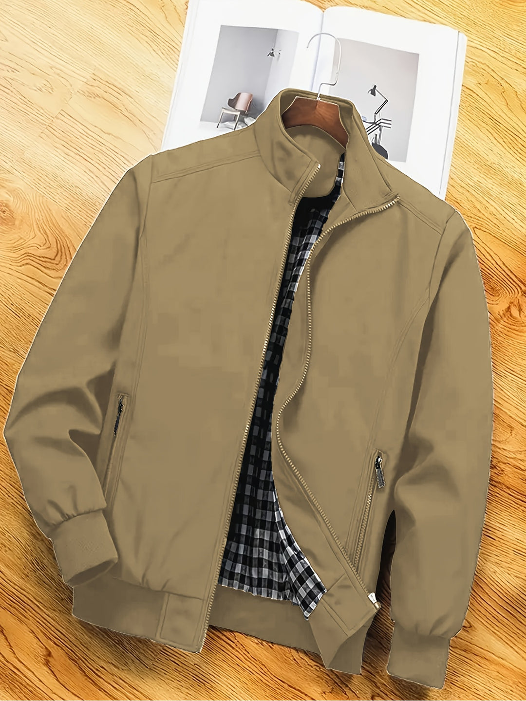 Heren Polyester Jas | Staande Kraag & Ritssluiting | Casual & Werk | Lente & Herfst