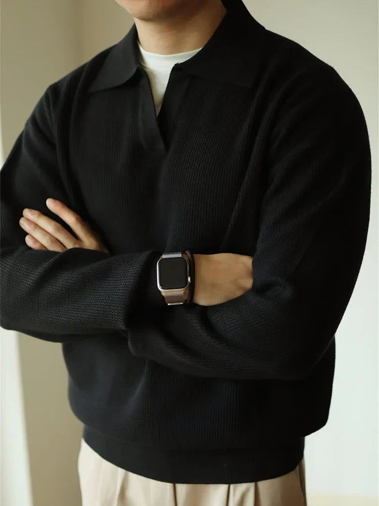 Geraffineerd gebreid poloshirt voor heren met moderne touch en klassieke elegantie | Bas