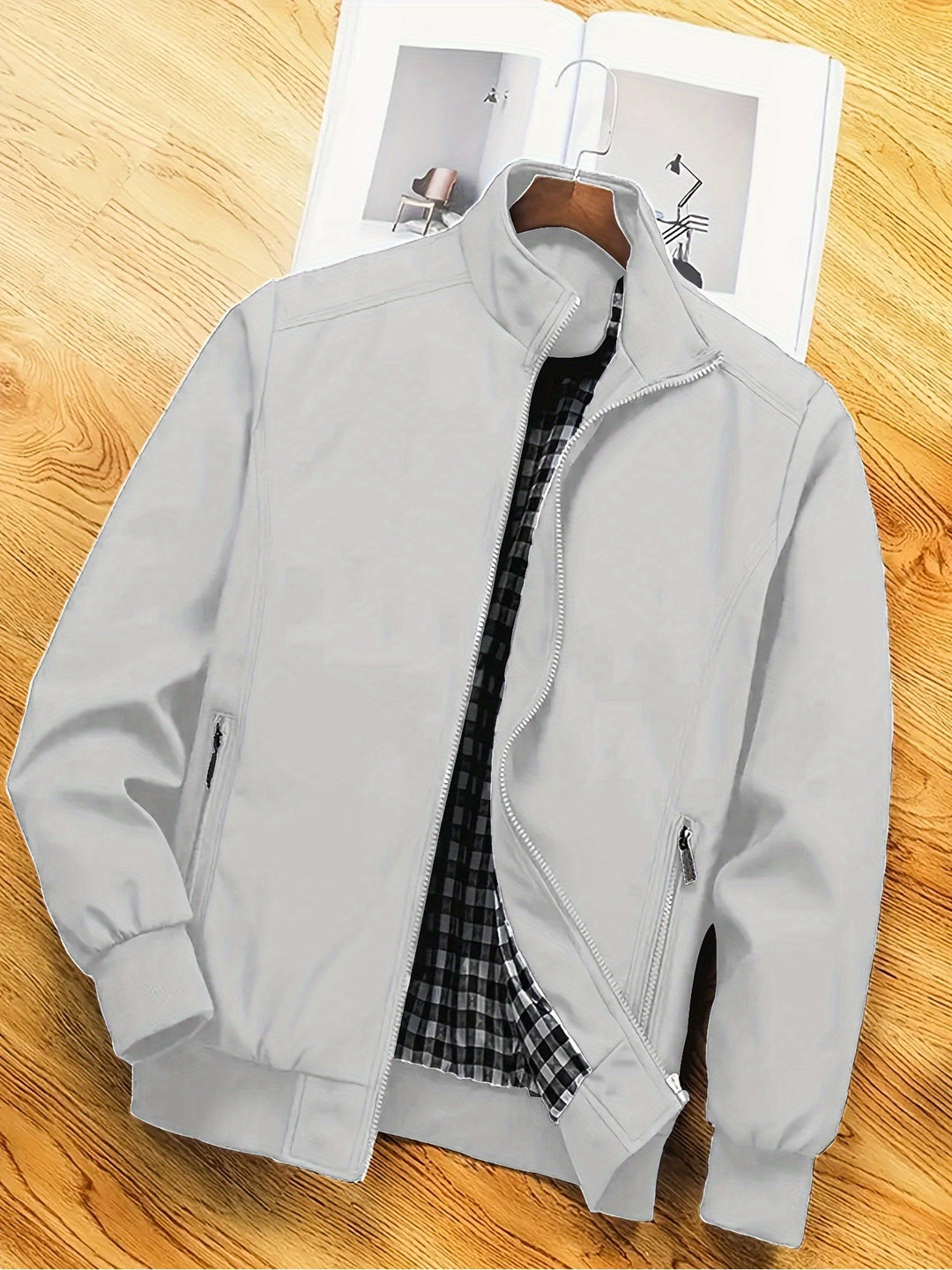 Heren Polyester Jas | Staande Kraag & Ritssluiting | Casual & Werk | Lente & Herfst