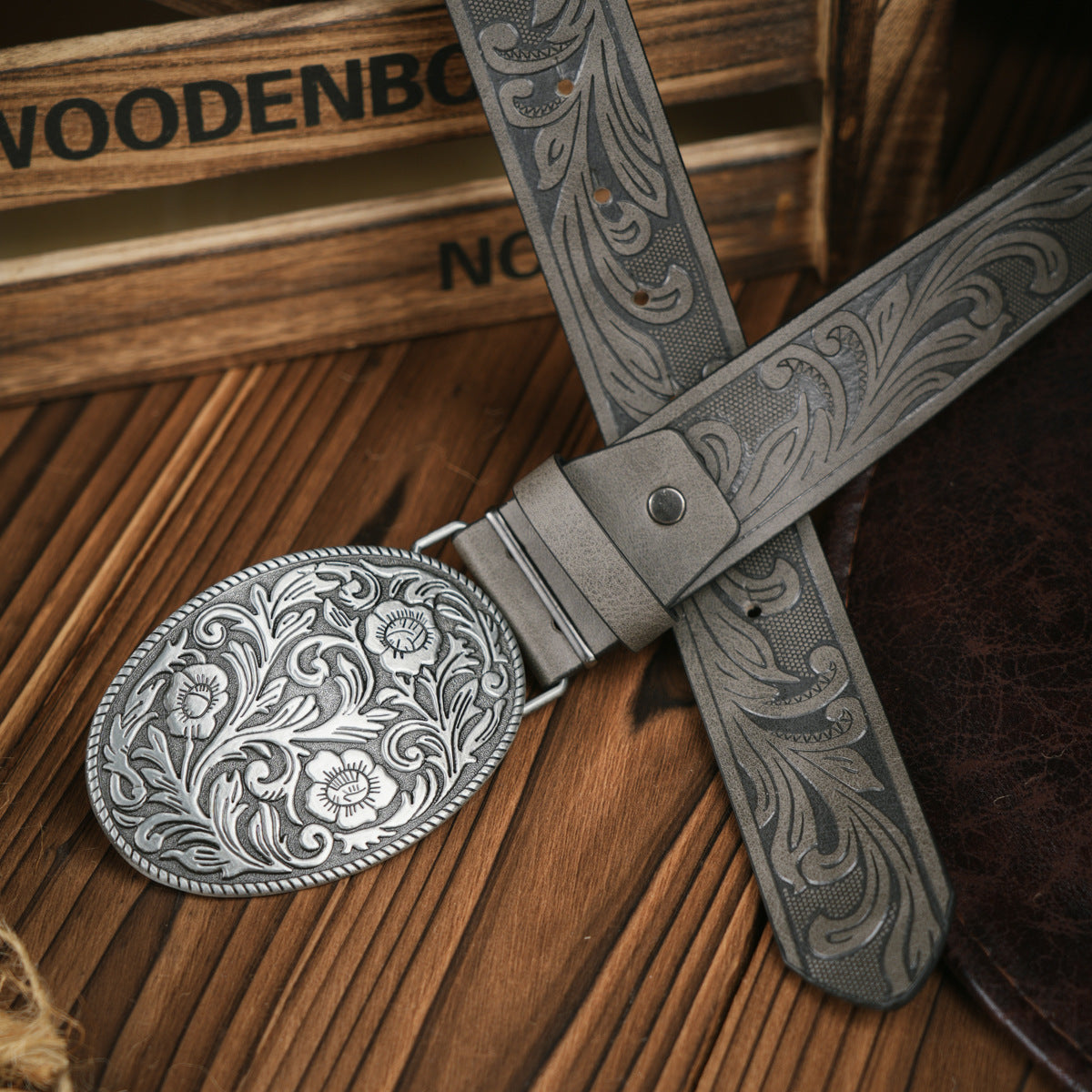 Herenriem in Westernstijl – Vegan leren riem met robuuste metalen gesp