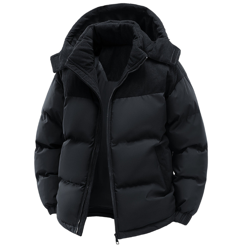 CHIN·MOON Heren Winter Warm Jas Winddicht Puffer Jacket met Capuchon Zwart M CHIN·MOON Heren Winter Warm Jas Winddicht Puffer Jacket met Capuchon Zwart M