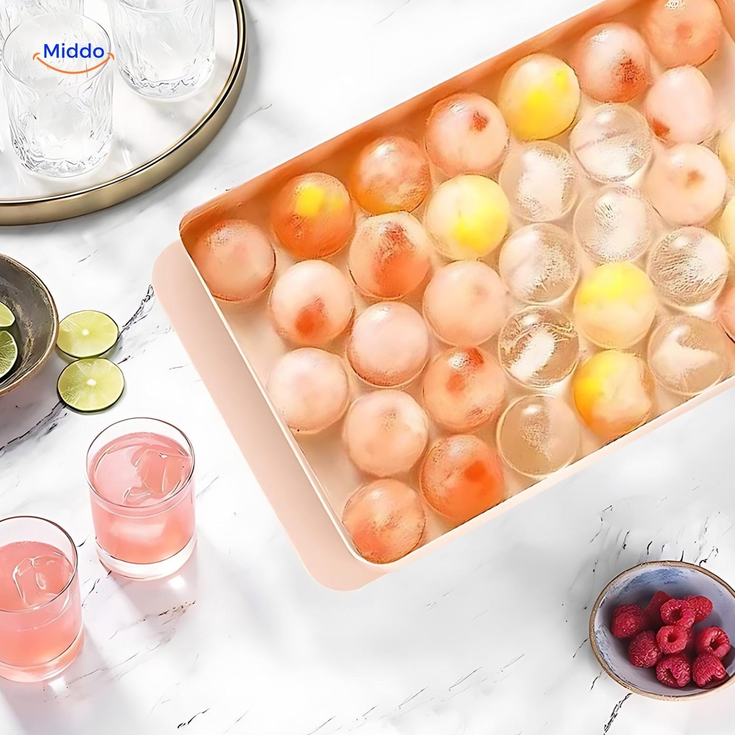 FrostSphere IJsblokjesvorm | Ruimtebesparende ijsvorm met 33 rasters voor perfecte koeling