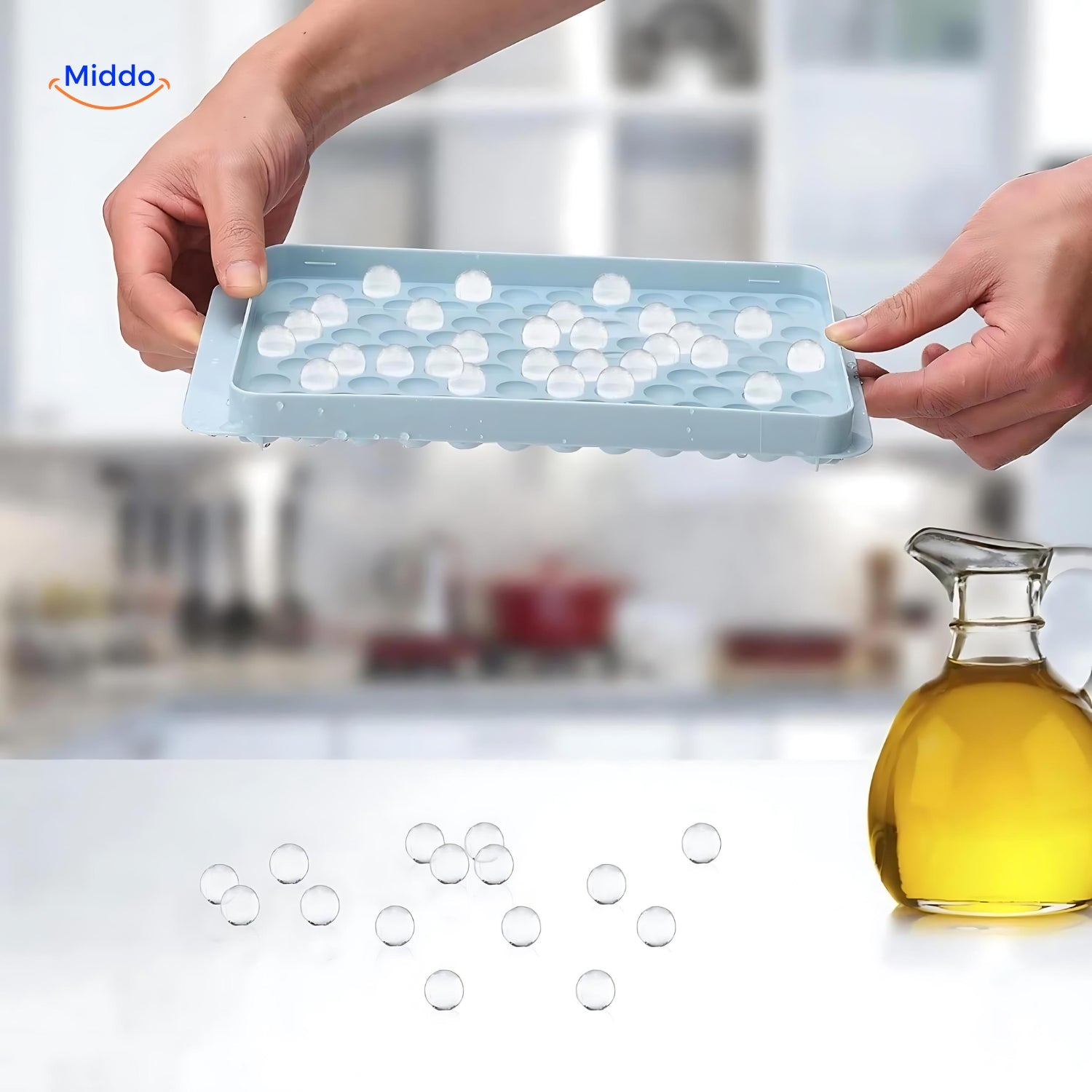 FrostSphere IJsblokjesvorm | Ruimtebesparende ijsvorm met 33 rasters voor perfecte koeling