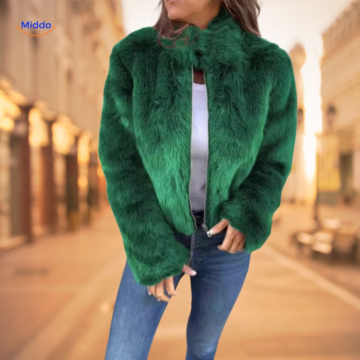 FurLux Elegante Jas | Stijlvolle Kunstbont met Hoge Kraag voor Elke Gelegenheid