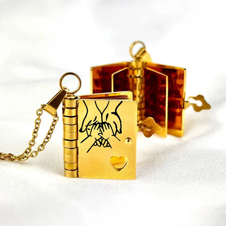 Herinnerings Boekhanger Ketting – Symbolisch Sieraad met Liefdevolle Boodschap