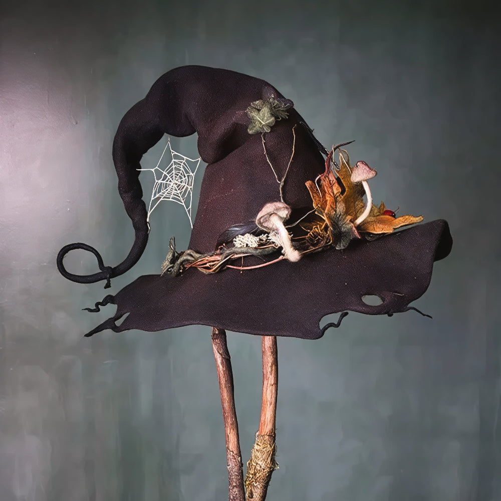 Handgemaakte Halloween Heksenhoed van Merino Wol Vilt