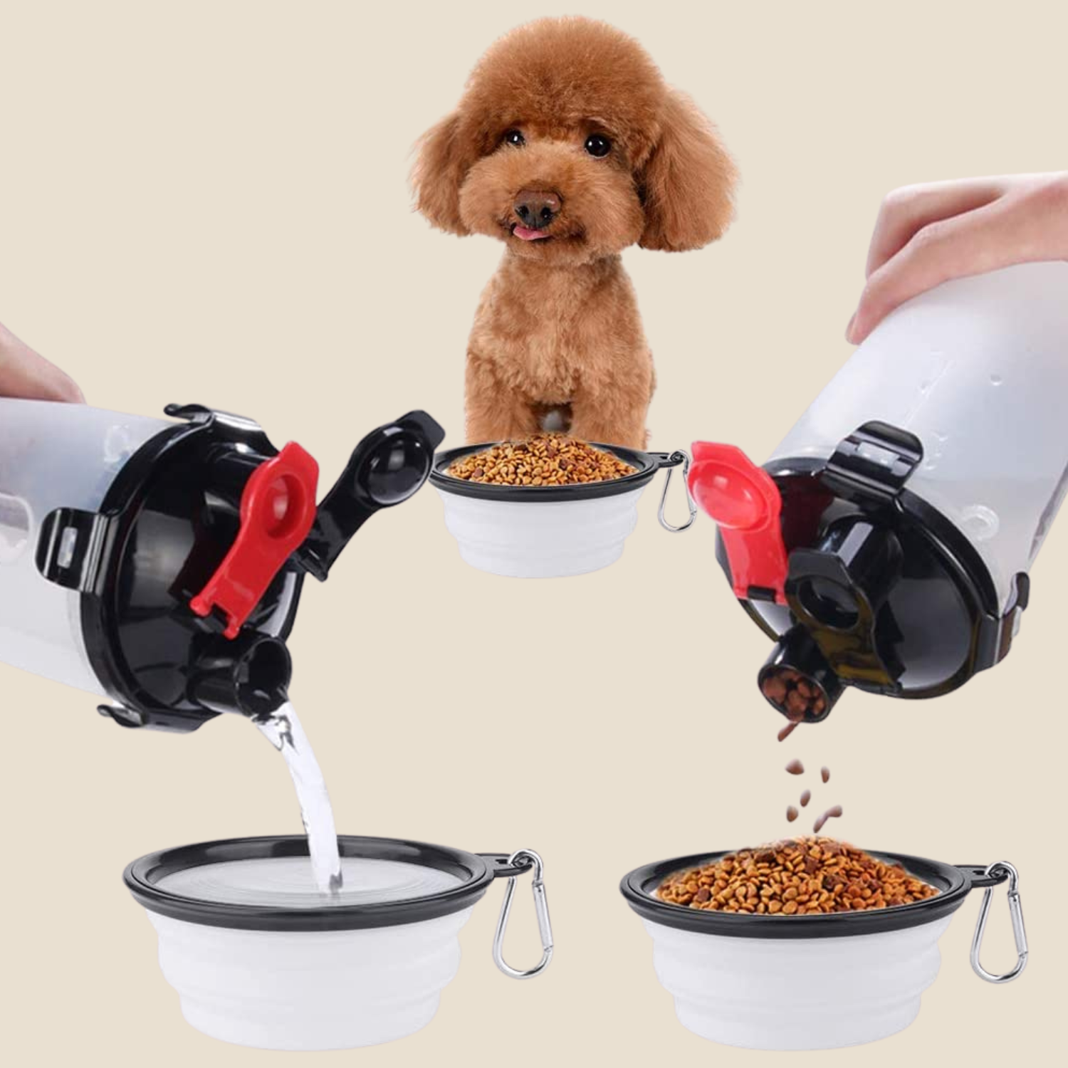 Trinkfles PawSip 2-in-1 | Voor Honden | Met Snackvak & Terugloopfunctie | BPA-vrij & Lekvrij