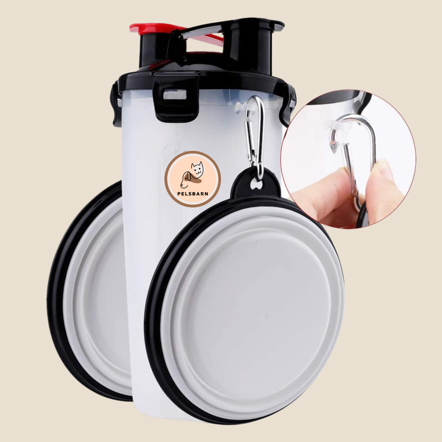 Trinkfles PawSip 2-in-1 | Voor Honden | Met Snackvak & Terugloopfunctie | BPA-vrij & Lekvrij