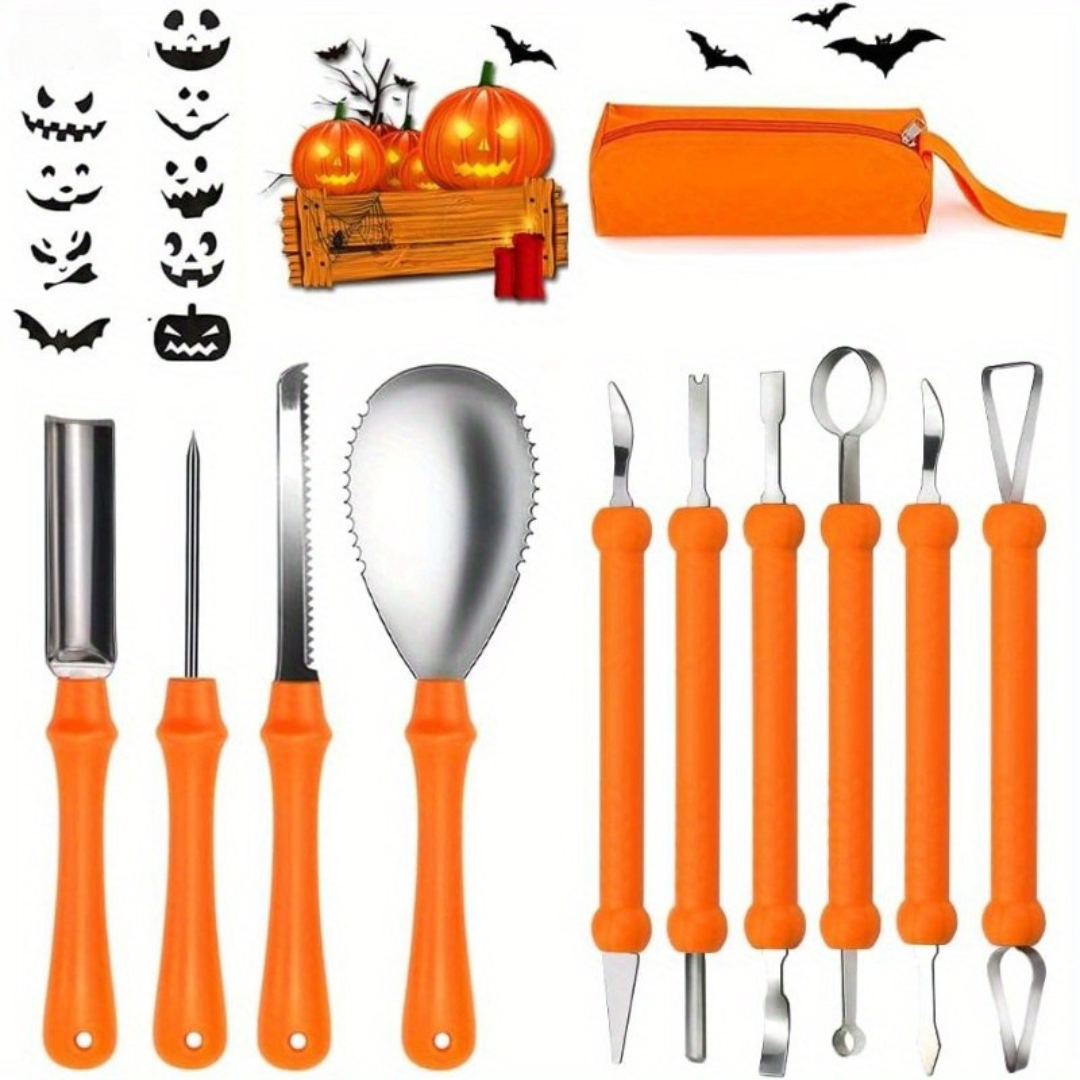 Halloween Pompoen Snijset met Sjablonen | Eenvoudige Gereedschappen voor Gesneden Pompoenen