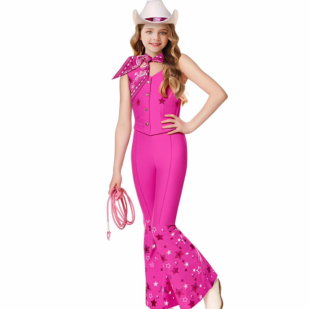 Meisjes Cowgirl Halloween Kostuum Jumpsuit Mouwloos Uitlopende Broek