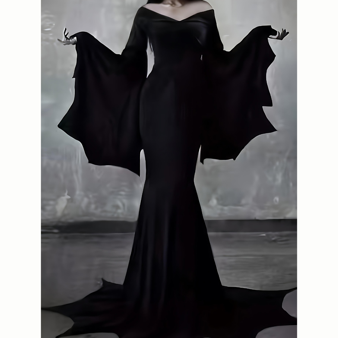 Vrouwen Gothic Off Shoulder Halloween Kostuum Jurk | Lange Mouw Maxi
