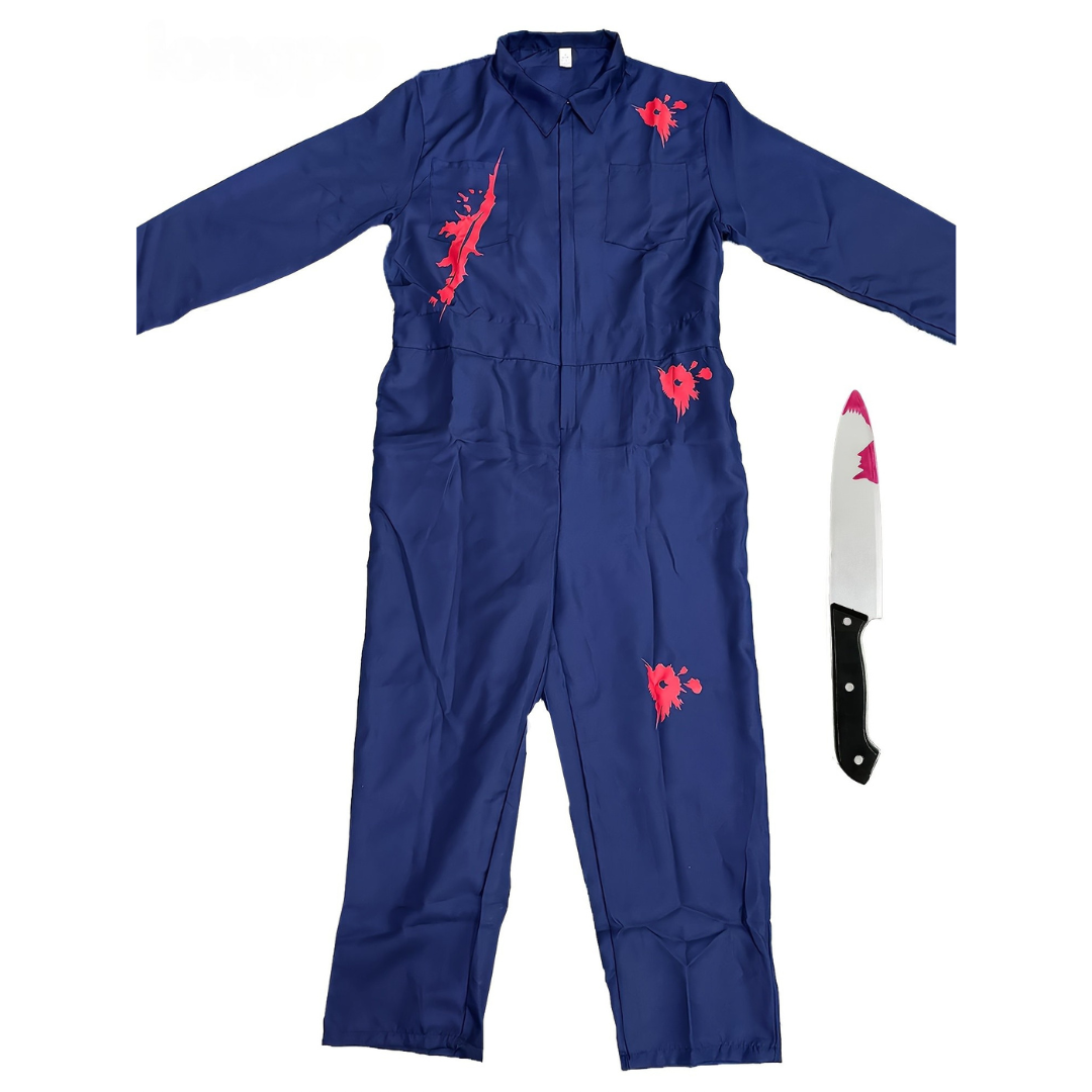 Mannen's Eng Scary Bloody Halloween Kostuum Jumpsuit | Lange Mouwen Mes