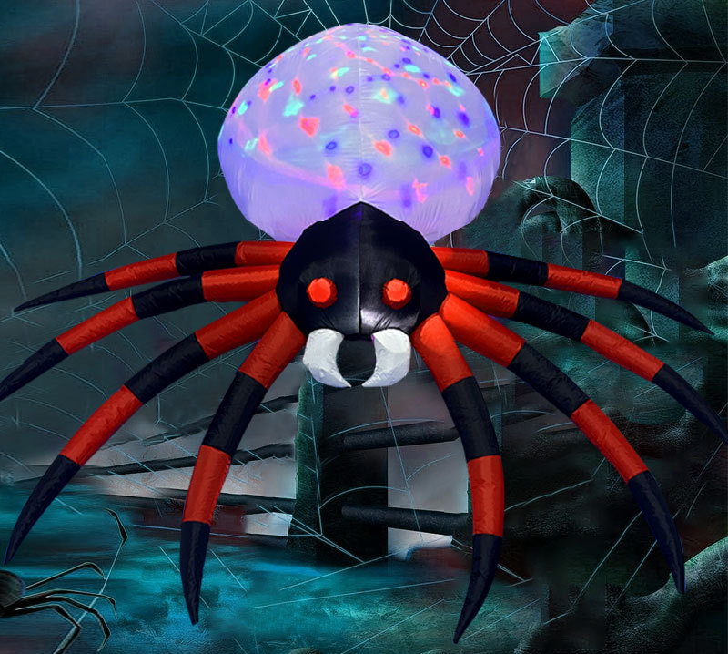 Halloween Reuzen Opblaasbare Spin Decoratie | Glanzende LED Tuindisplay