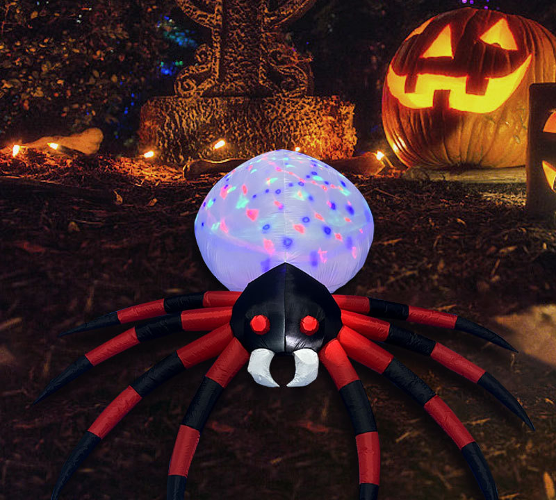 Halloween Reuzen Opblaasbare Spin Decoratie | Glanzende LED Tuindisplay