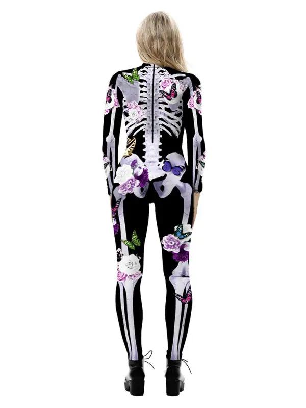 Dames Halloween Kostuum Jumpsuit | Lange Mouwen Skelet