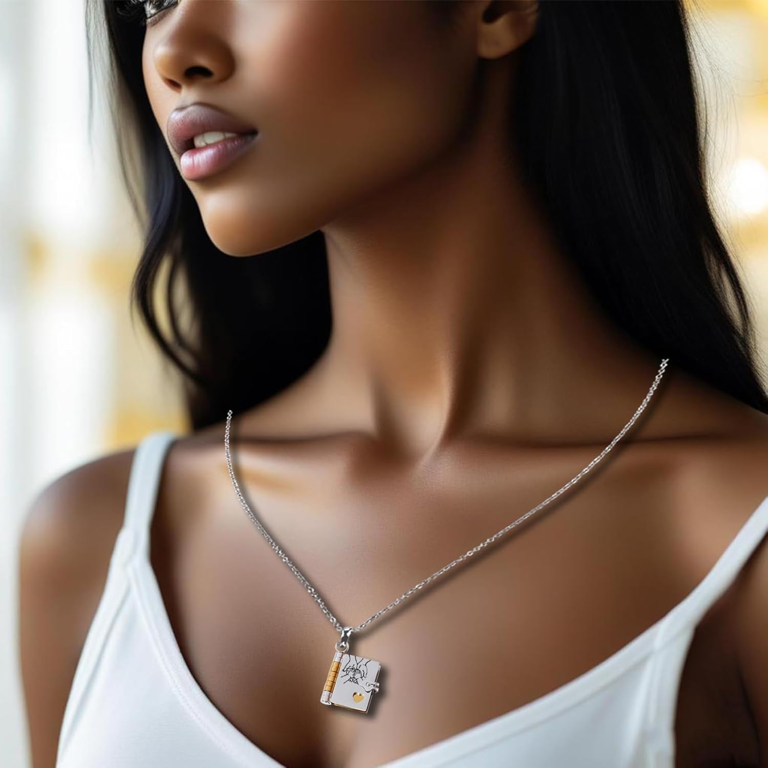 Herinnerings Boekhanger Ketting – Symbolisch Sieraad met Liefdevolle Boodschap