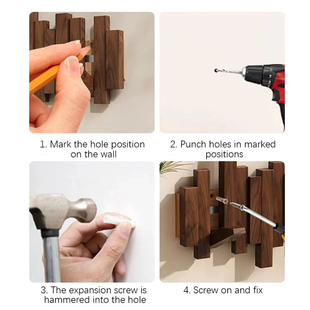 PianoWood Wandgarderobe – Houten Piano-toetsen Garderobe van Notenhout of Beukenhout