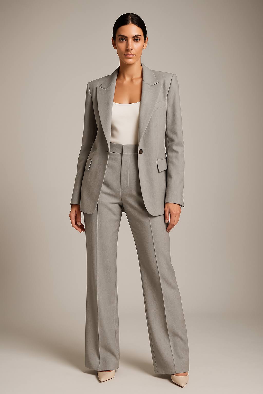 Elegante Tweedelige Dames Set – Blazer met Broek van Luchtige Stof