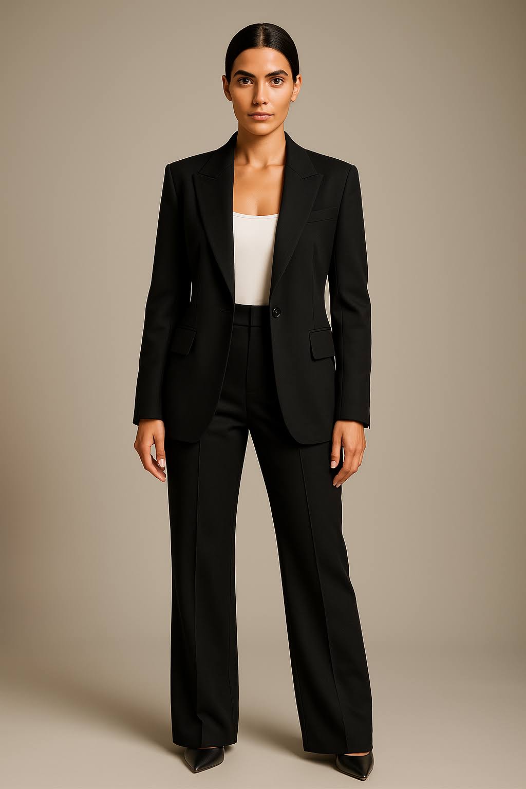 Elegante Tweedelige Dames Set – Blazer met Broek van Luchtige Stof