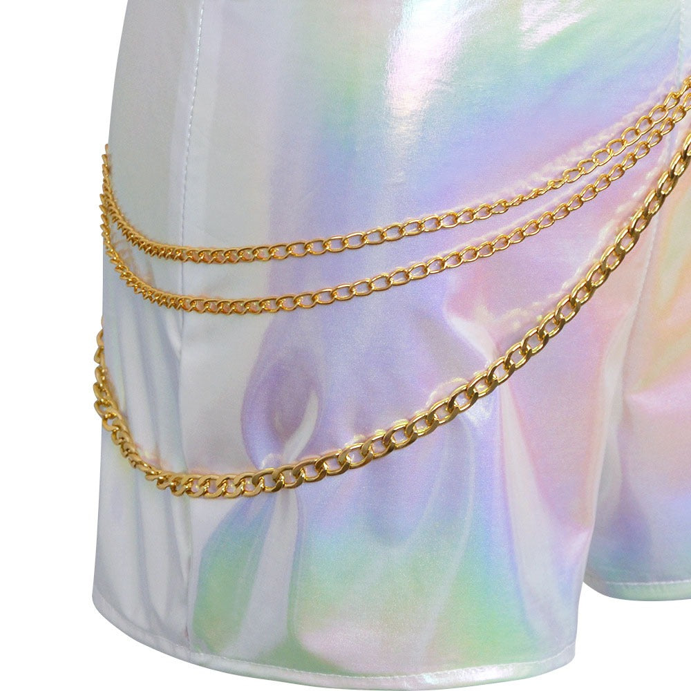 Meisjes Kpop Halloween Kostuum Witte Holografische Set