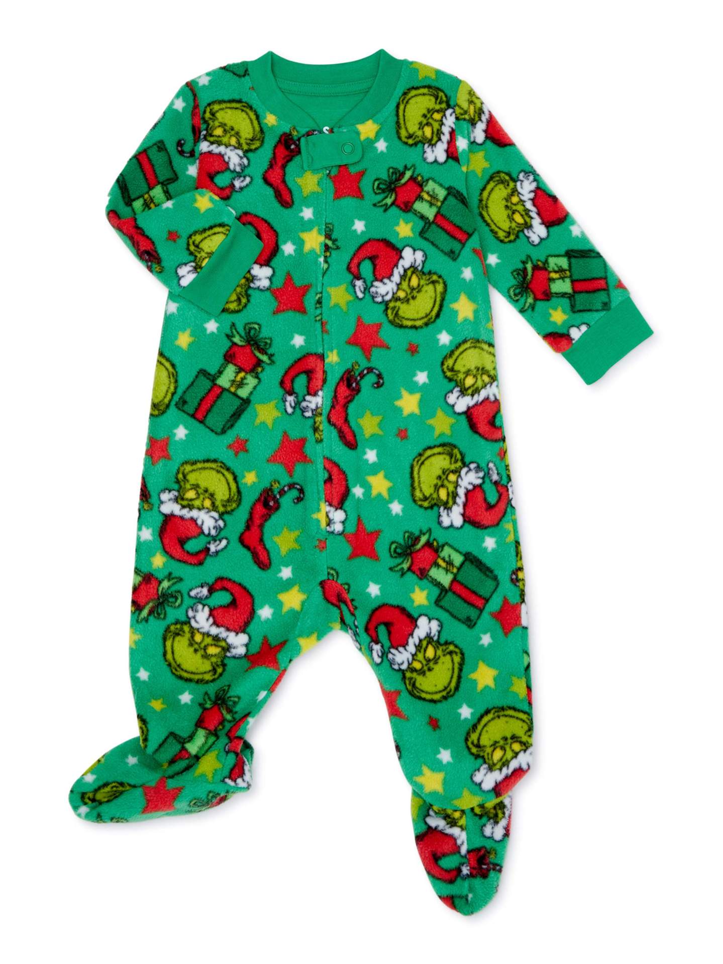 Groene Grinch Print Bijpassende Familie Kerst Pyjama's