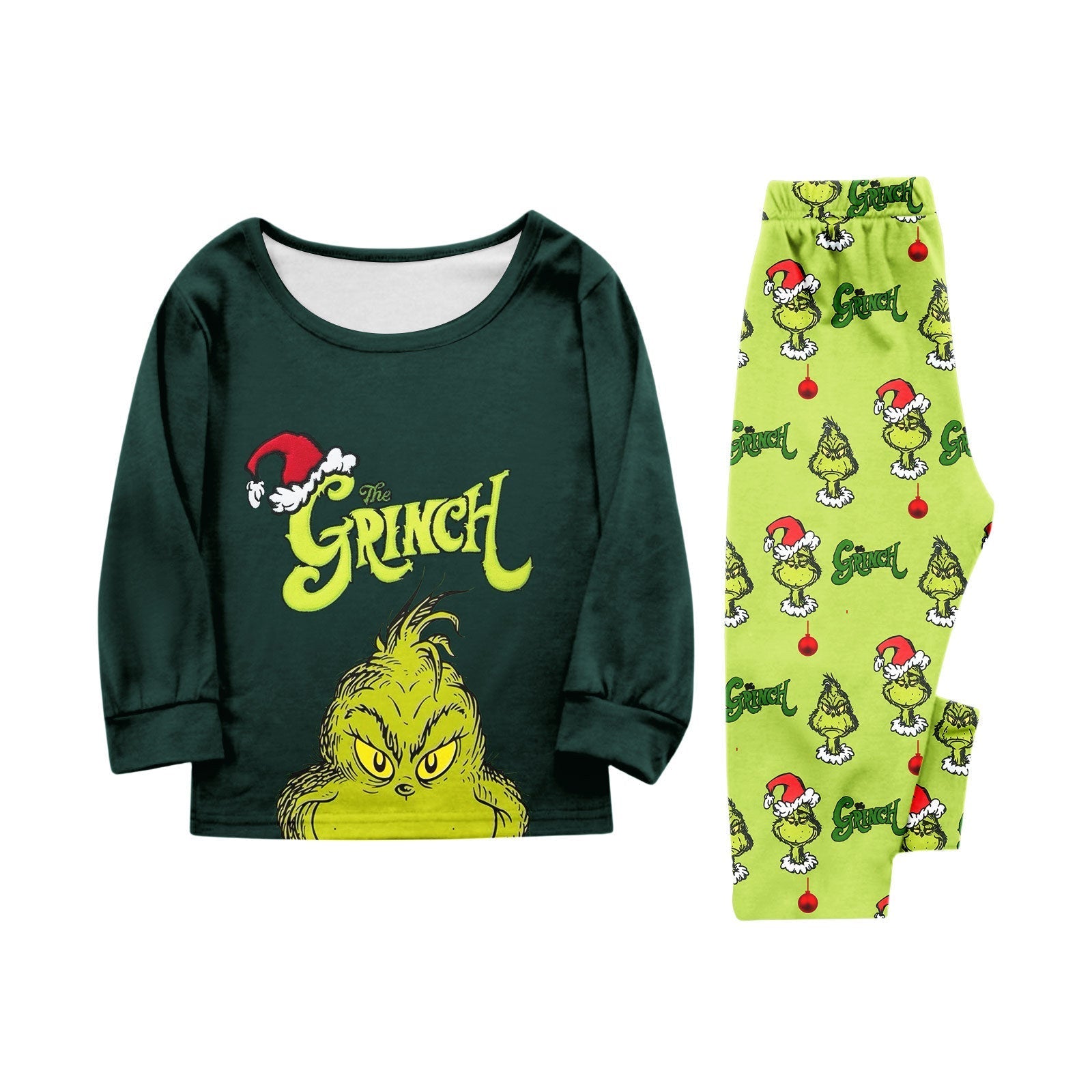 Schattige Groene Grinch Bijpassende Familie Kerst Pyjama's