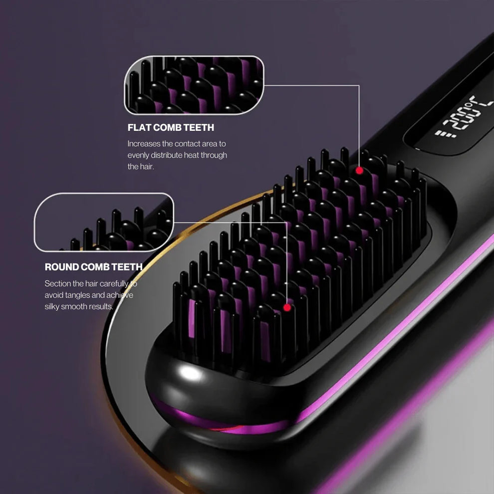 StyleEase Elektrische LCD Haarstyler Kam | Glad, Stijl en Glans Onderweg