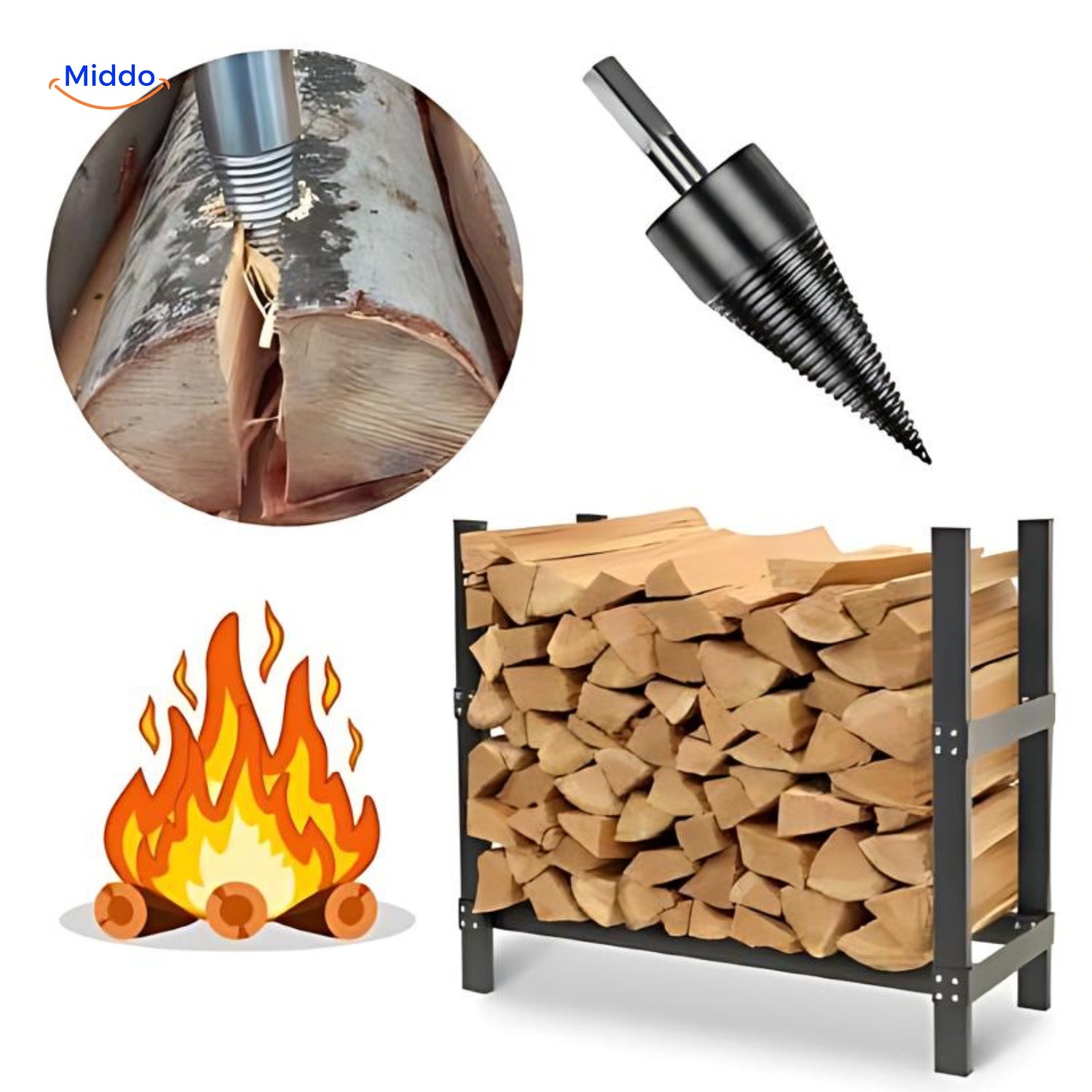 SplitMaster Spaltboormachine | Efficiënt houtsplitsen zonder bijl voor moeiteloos werken