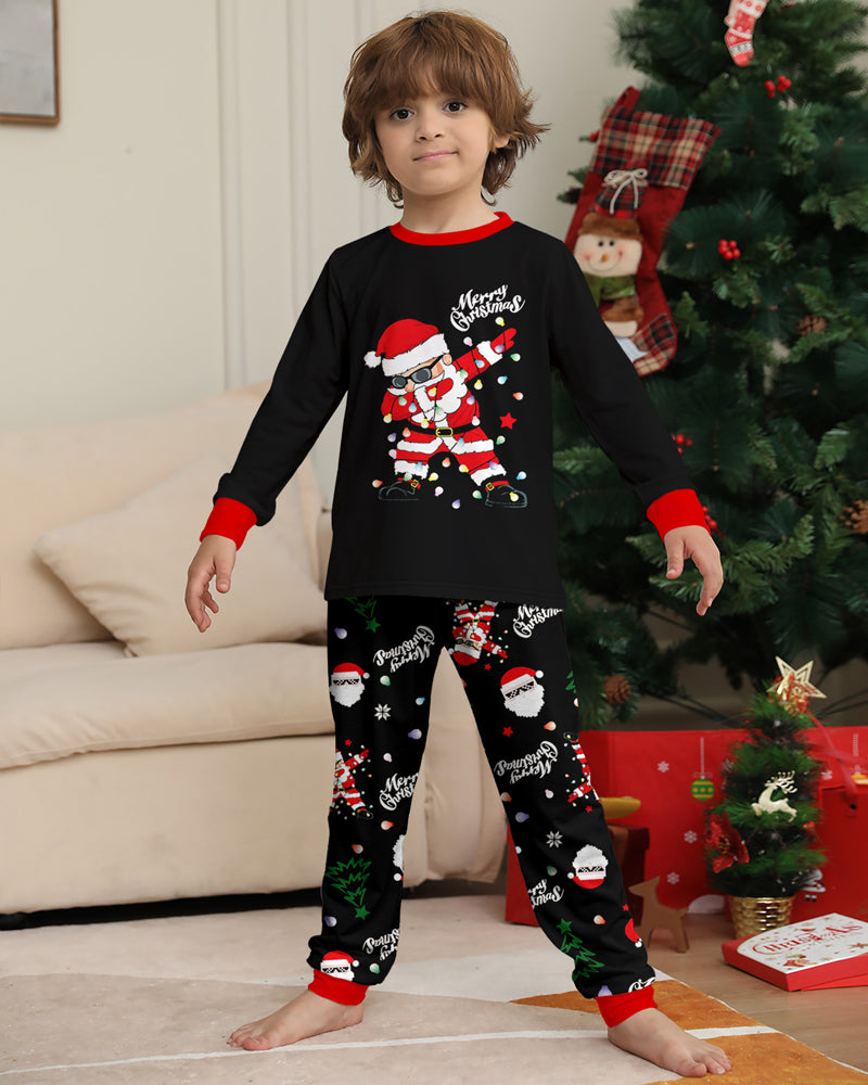 ClausJams | Ouder-Kind Pyjama Set met Santa Claus Lampje Print