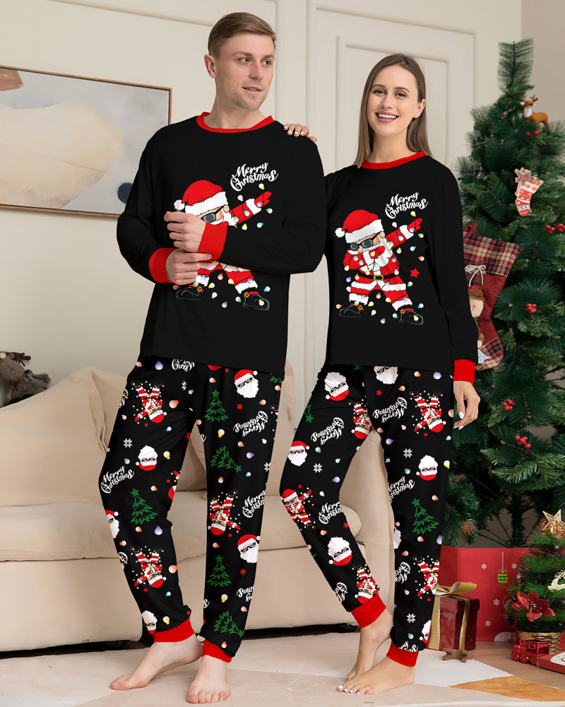 ClausJams | Ouder-Kind Pyjama Set met Santa Claus Lampje Print